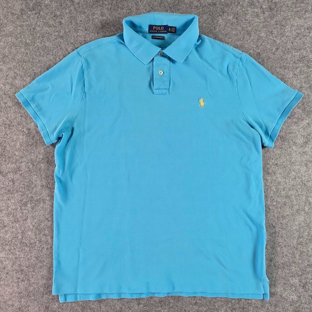 Polo Ralph Lauren Blue Short Sleeve Polo Shirt Size XL Slim Fit